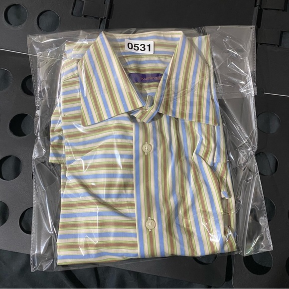 Kuhlman striped dress shirt size 40 men 100% cotton made in Turkey long‎ sleeve - Picture 10 of 10